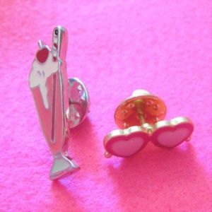 rockabilly heart sunglasses milkshake enamel pins